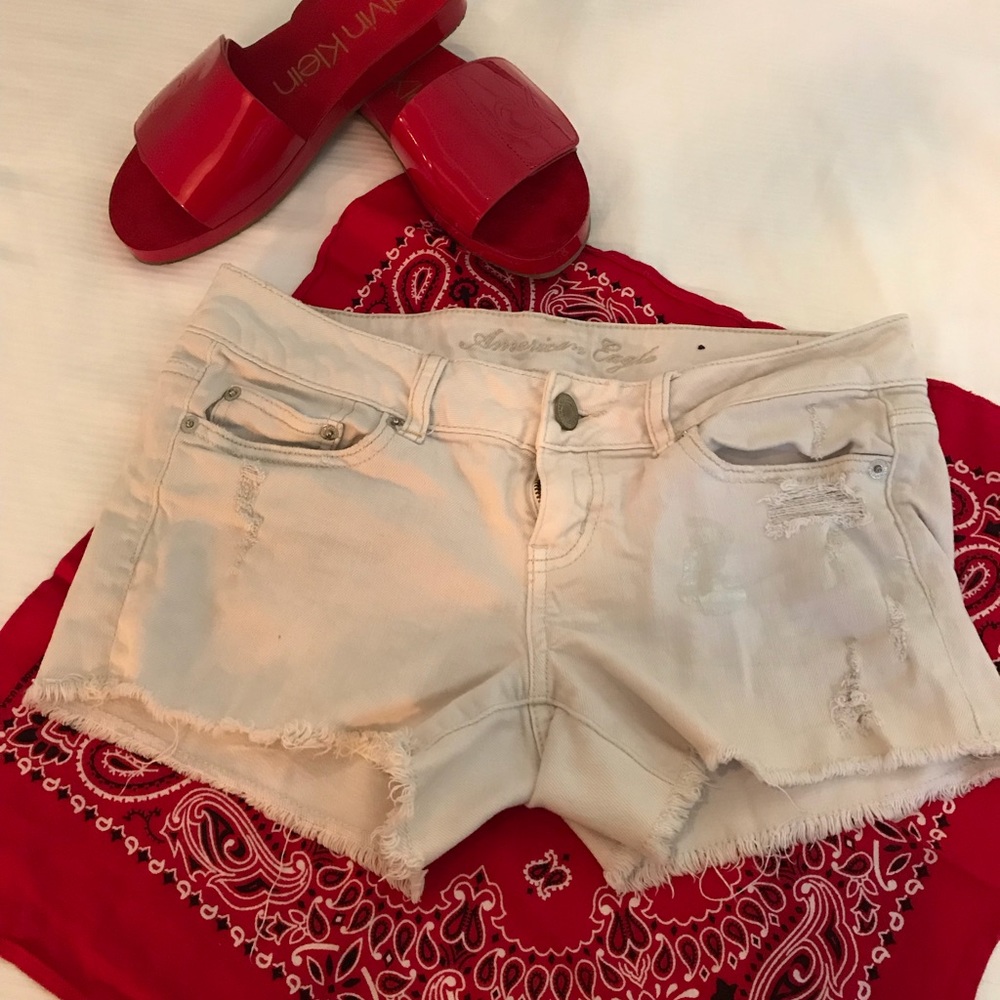 Cream Denim Shorts American Eagle